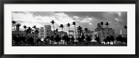 Framed Buildings Lit Up At Dusk, Ocean Drive, Miami Beach, Florida Print