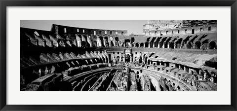 Framed High angle view of tourists in an amphitheater, Colosseum, Rome, Italy BW Print