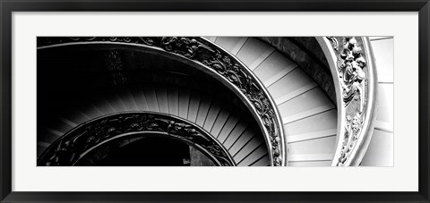 Framed Spiral Staircase, Vatican Museum, Rome, Italy BW Print