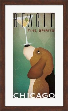 Framed Beagle Martini Print