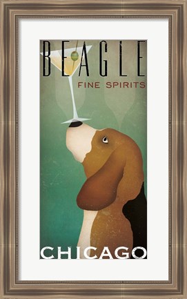 Framed Beagle Martini Print