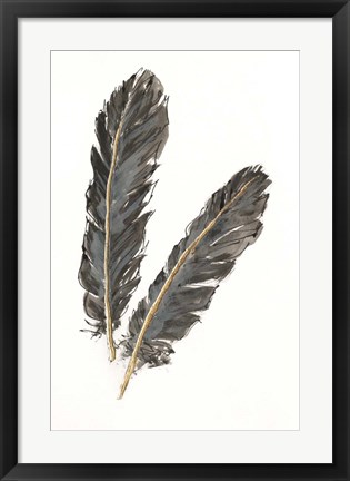 Framed Gold Feathers IV on White Print