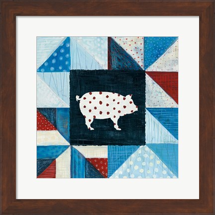 Framed Modern Americana Farm Quilt V Print