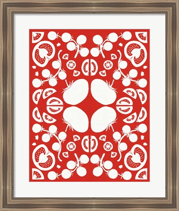 Framed Retro Tomato Otomi Silhouette Print