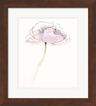 Framed Single Pink Somniferums II on White Print