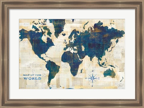 Framed World Map Collage Print