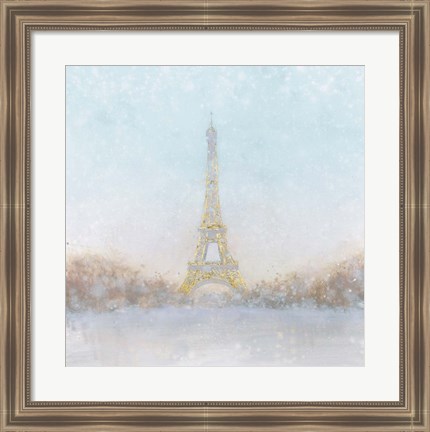 Framed Eiffel Romance no Couple Turquoise Print