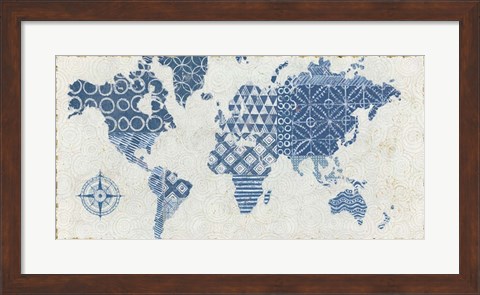 Framed Indigo Gild Map Maki Print