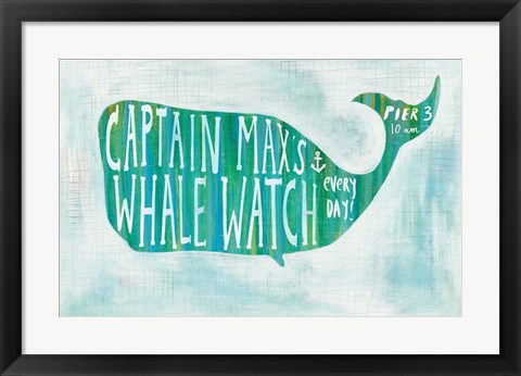 Framed Ahoy I with Words No Border Print