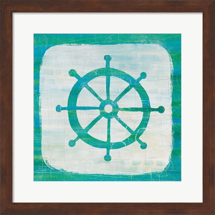 Framed Ahoy IV Blue Green Print