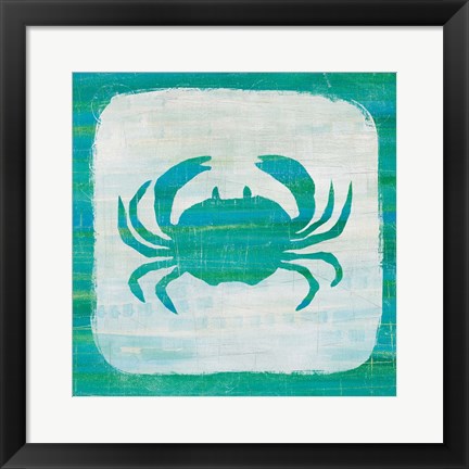 Framed Ahoy V Blue Green Print