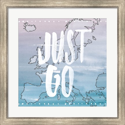 Framed World Traveler Just Go Print