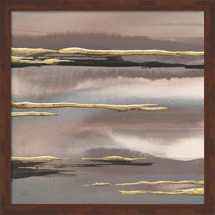 Framed Gilded Morning Fog I Gold Print