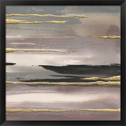 Framed Gilded Morning Fog II Gold Print