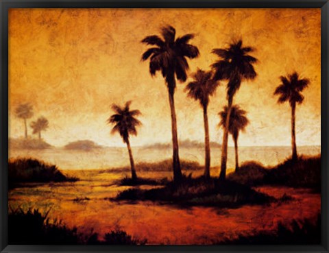 Framed Sunset Palms I Print