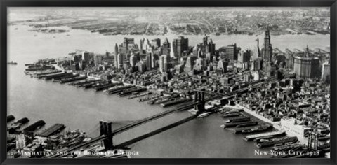 Framed Manhattan &amp; Brooklyn Bridge Print