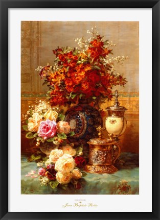 Framed baptiste Robie - Fleurs Sur une Table Print