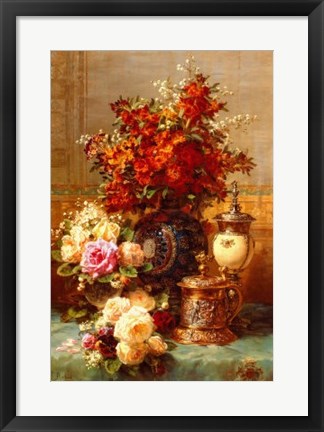 Framed baptiste Robie - Fleurs Sur une Table Print