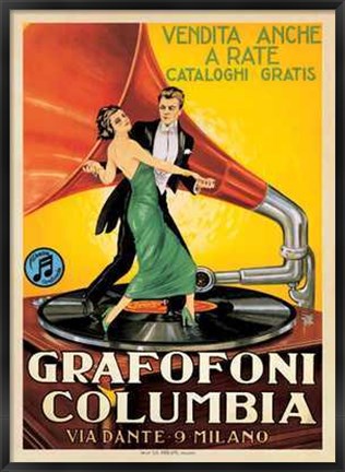 Framed Grafofoni Columbia 1920 Print