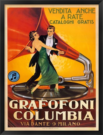 Framed Grafofoni Columbia 1920 Print