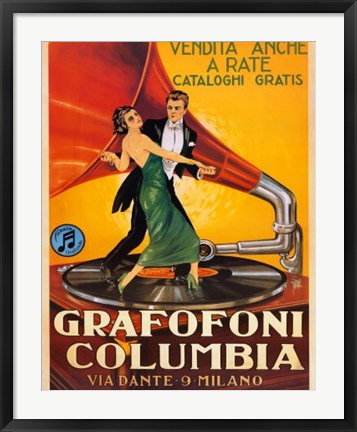 Framed Grafofoni Columbia 1920 Print