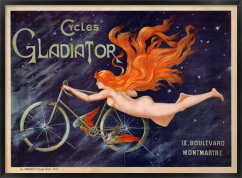 Framed Cycles Gladiator 1895 CA Print