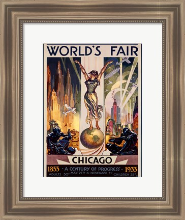 Framed Chicago World&#39;s Fair 1933 Print