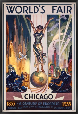 Framed Chicago World&#39;s Fair 1933 Print