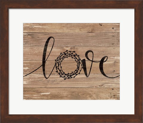 Framed Love Wreath (Brown) Print