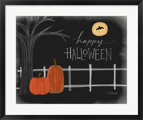 Framed Halloween Scene Print
