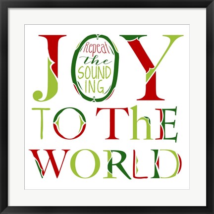 Framed Joy to the World on White Print