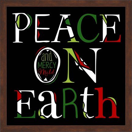 Framed Peace on Earth on Black Print