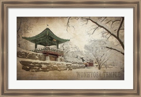 Framed Vintage Winter at Wonhyosa Temple, Korea, Asia Print