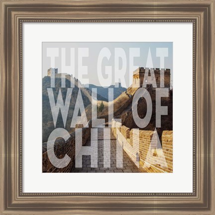 Framed Vintage The Great Wall of China, Asia, Large Center Text Print