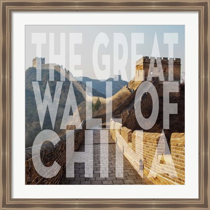 Framed Vintage The Great Wall of China, Asia, Large Center Text Print