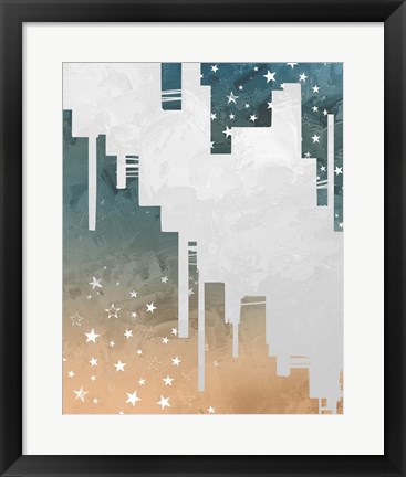 Framed Abstract Ombre Shapes with Star Patterns Print