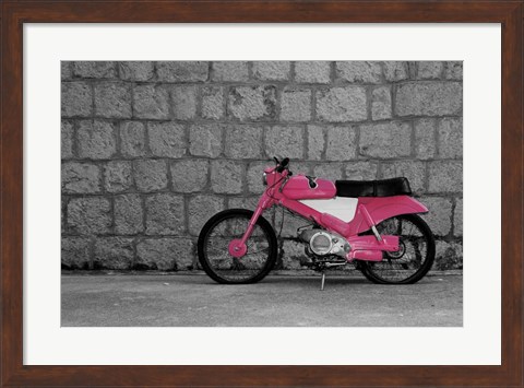 Framed Pop of Color Pink Motorcycle Print