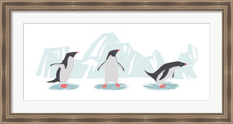 Framed Minimalist Penguin Trio, Boys Print