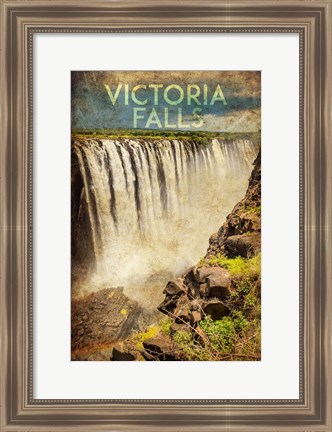 Framed Vintage Victoria Falls, Livingstone, Africa Print