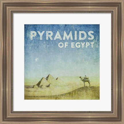 Framed Vintage Pyramids of Giza with Camels, Egypt, Africa Print