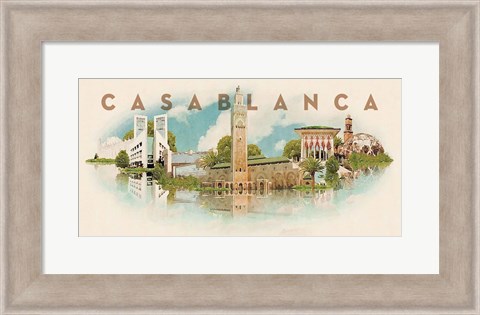 Framed Vintage Casablanca, Morocco, Africa Print