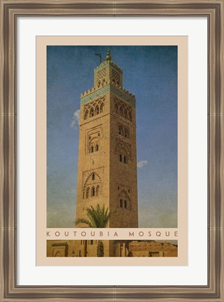 Framed Vintage Koutoubia Mosque, Marrakesh, Morocco, Africa Print