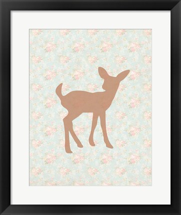 Framed Fawn on Floral Print