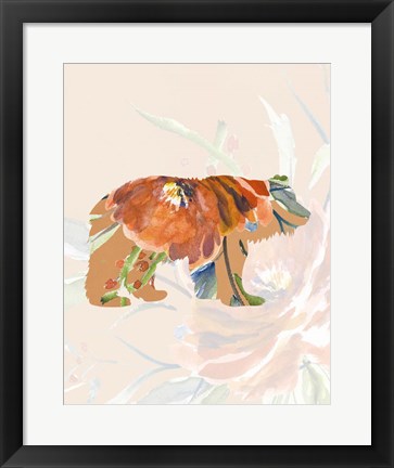 Framed Orange Floral Bear Print