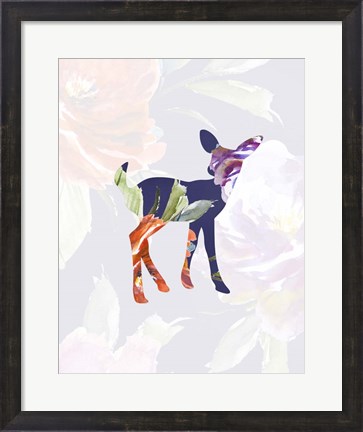 Framed Purple Floral Fawn Print