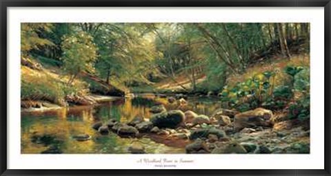 Framed Woodland River in Summer Print