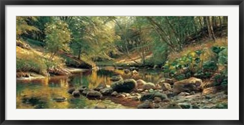 Framed Woodland River in Summer Print