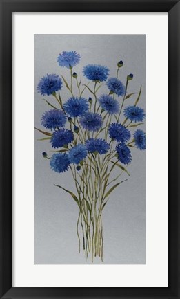 Framed Cornflower Patch I Print