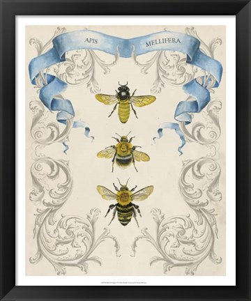 Framed Bees &amp; Filigree II Print