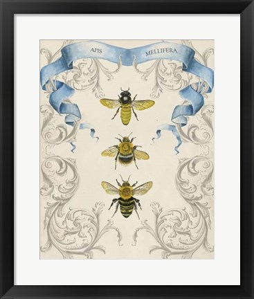 Framed Bees &amp; Filigree II Print